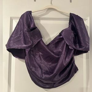 REBDOLLS Vanessa satin drape sleeve 2X blouse in purple